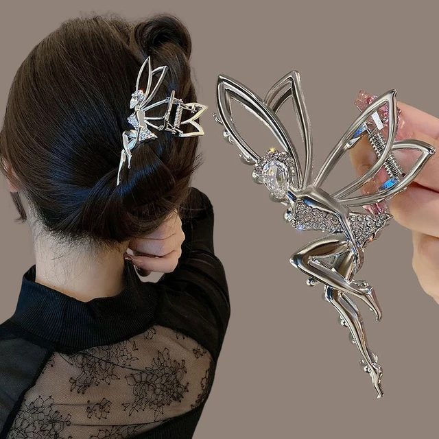 Rhinestone Elf Metal Hair Claw for Women Crab Clip Hairpin Crystal Pearl Hair Accessories Shiny Barrette Headband Jewelry Gifts 6