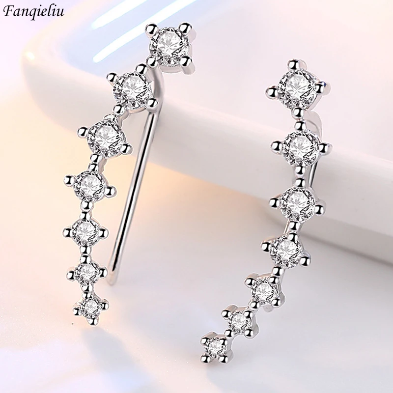 

Fanqieliu 925 Silver Needle Women's High Quality Fashion Jewelry Multiple Crystal Zircon Hoop Earrings New FQL23664