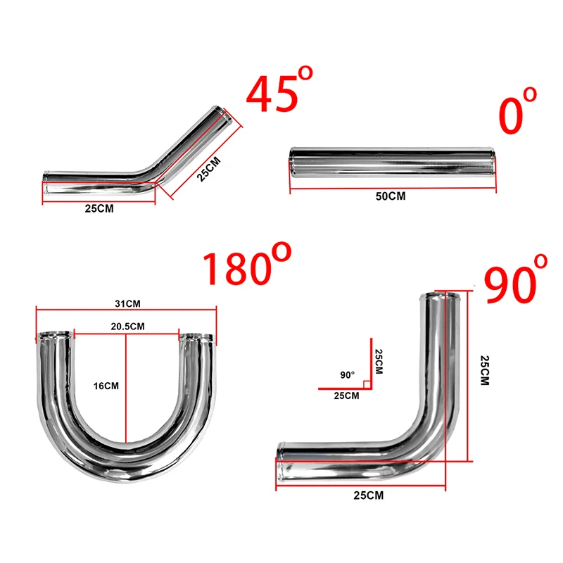 intercooler intake pipe 0/45/90/180 degree aluminum tube universal 2.25 Inch "57mm intercooler cold intake pipe racing turbo high flow