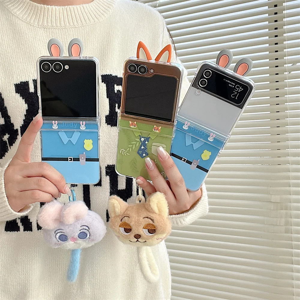 Zootopia Rabbit & Fox Plush Pendant Phone Case with Enhanced Protection