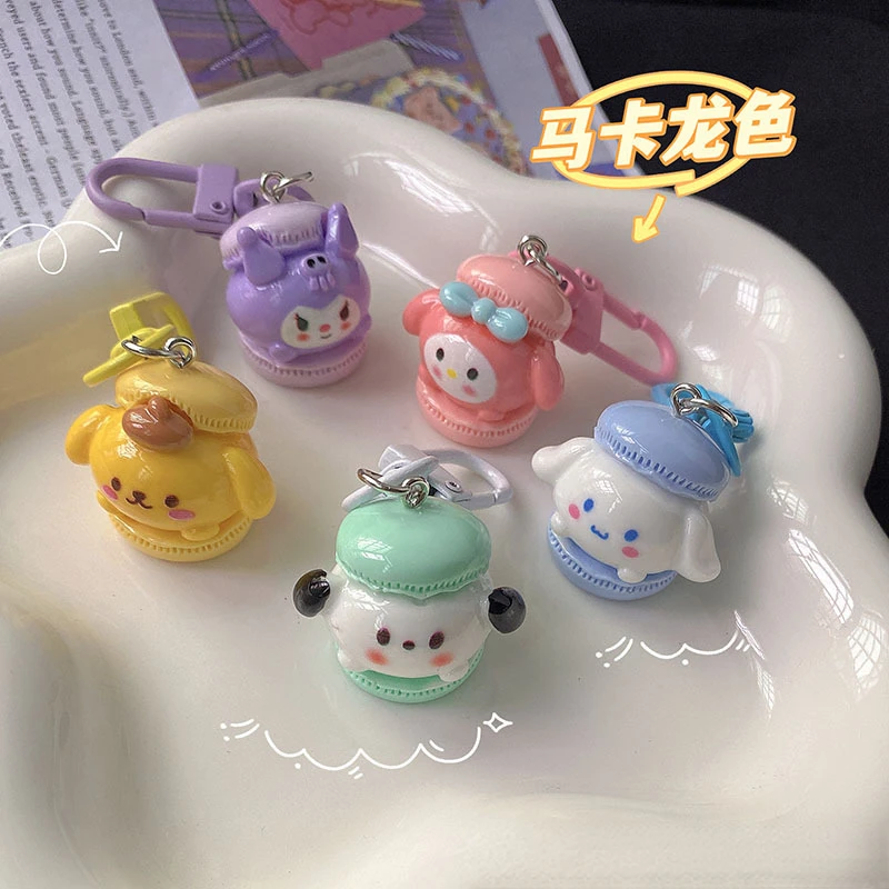 

Брелок для ключей из кофе Sanrio в виде макарон, объемный кулон в виде милой девушки с кулоном в виде сердца с милой Мелоди куроми, украшение