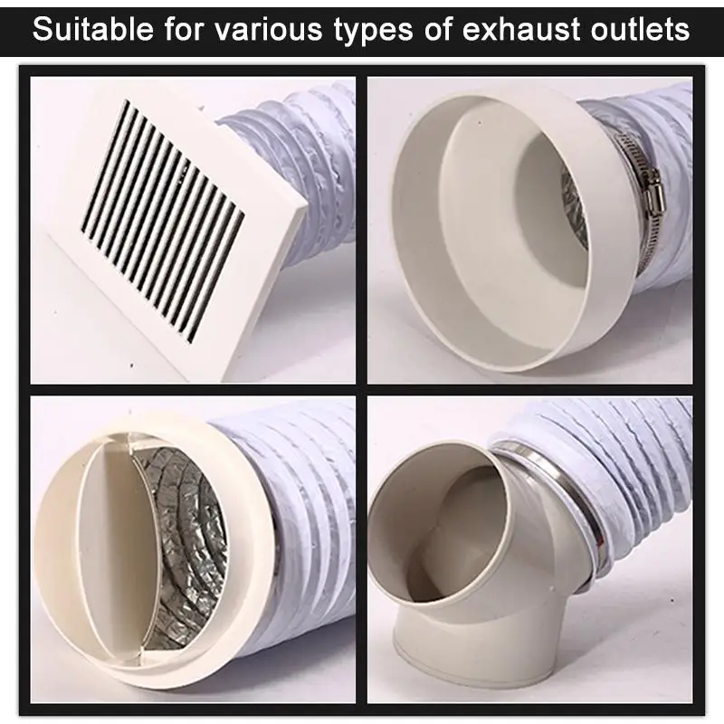 Aluminum Foil Duct 1.5-6M Hose Pipes Fittings Kitchen Flexible Exhaust Inline Fan Vent Hoses Ventilation Air Vent Tupe Part