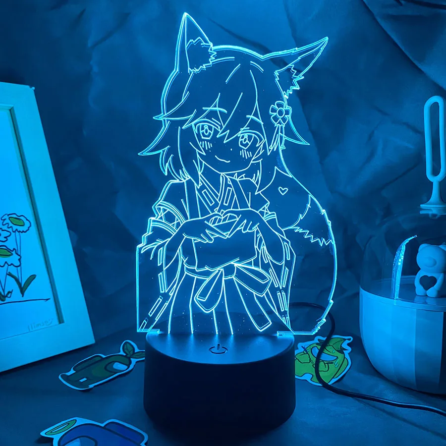Anime The Helpful Fox Senko San 3D LED Neon Nightlight Birthday Gift for Friend Otaku Bedroom Decor Manga No Senko San Lava Lamp