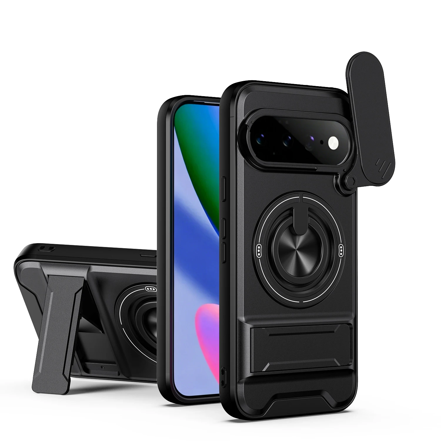Matte Black Anti-Shock Case with Slide Camera Protection
