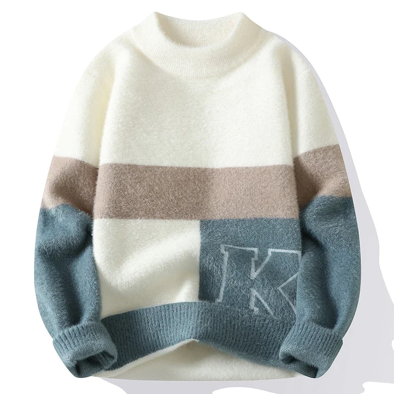 

2023 winter korean style thicken mens warm sweater men fashion warm sweaters Men's wool pullovers male full size M-3XL MY0179