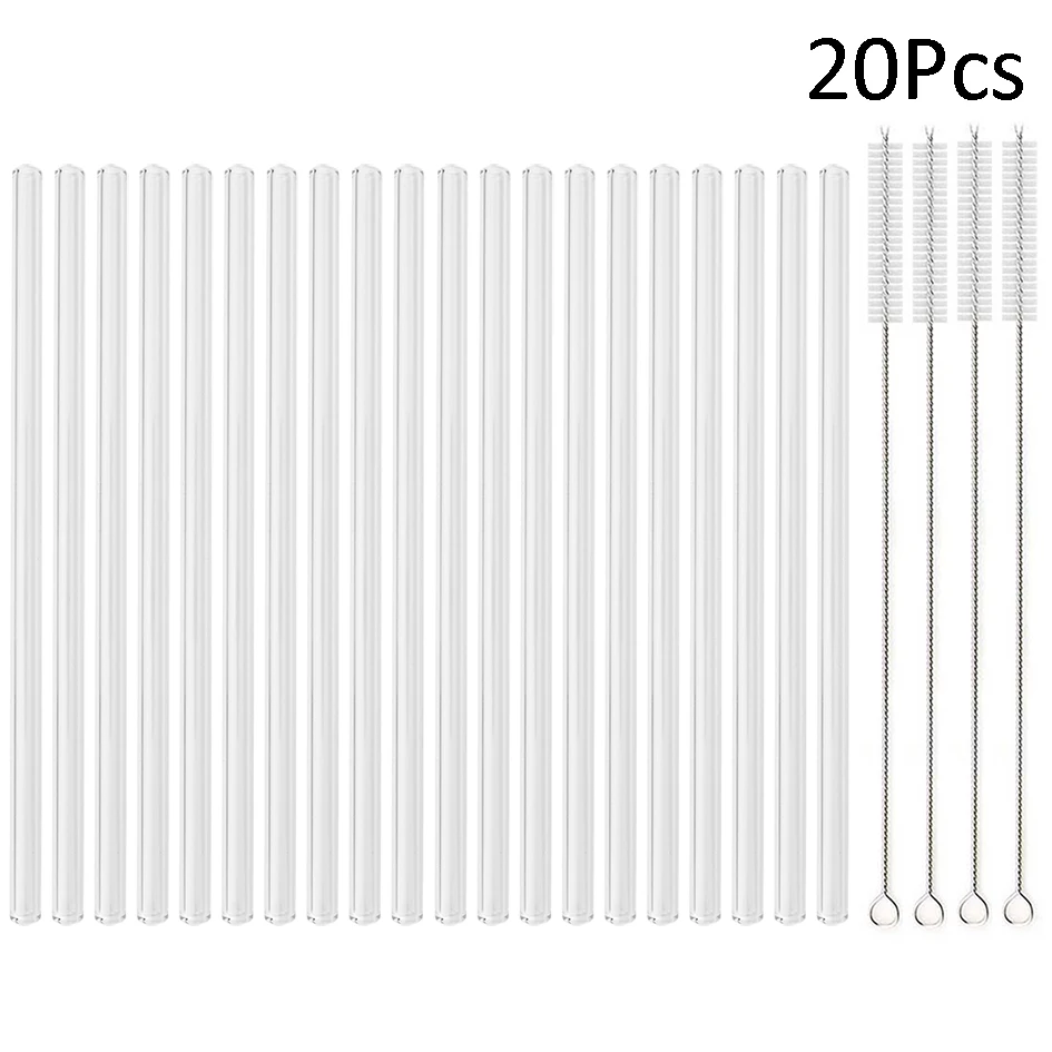 High Borosilicate Glass Reusable Drinking Straws Set - Eco-Friendly Bar Accessories for Bubble Tea and Smoothies