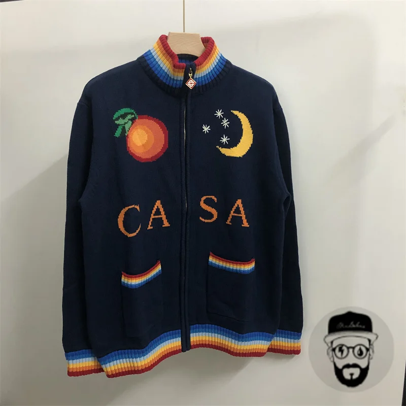 

Casablanca Embroidered Star Moon Rainbow Men's Autumn/Winter Sweater