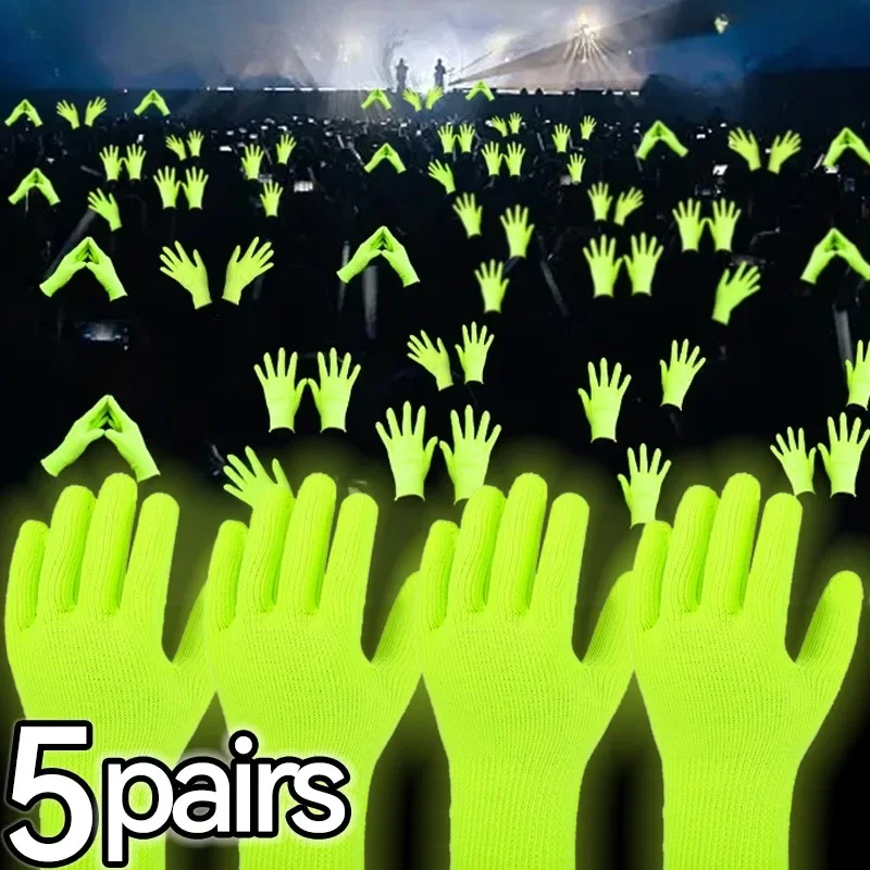 1/5Pairs Fluorescent Gloves Luminous Magic Party UV Bar Atmosphere Props Women Men Vocal Concert Glow in The Dark Neon Mittens fluorescent gloves