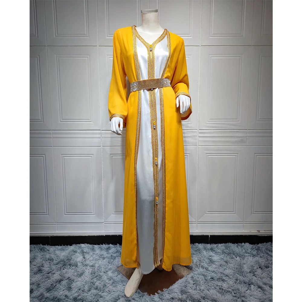 Two-piece Set Ethnic Style European and American Hot Plus Color Chiffon Dress Foreign Trade Muslim Women's Wear Free Shipping