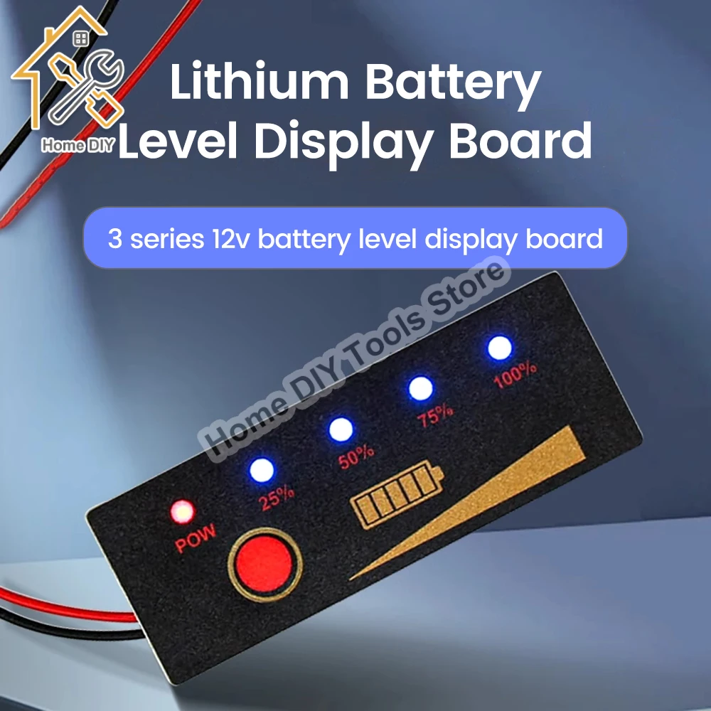 

Индикатор емкости литиевых батарей 3S 12 В, тестер уровня заряда, дисплей питания, панель зарядки, светодиодный тестер, водонепроницаемая защита от обратного хода