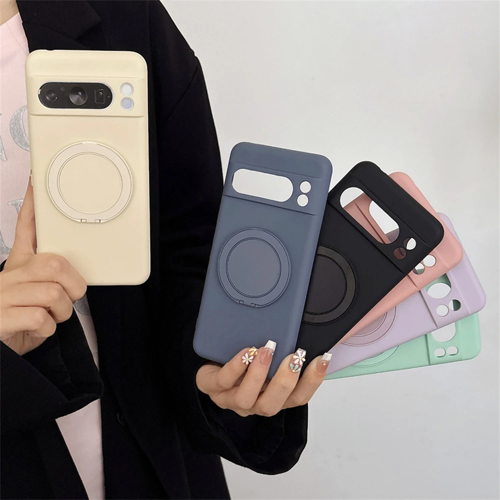 Liquid Silicone Magnetic Phone Case with Stand Holder