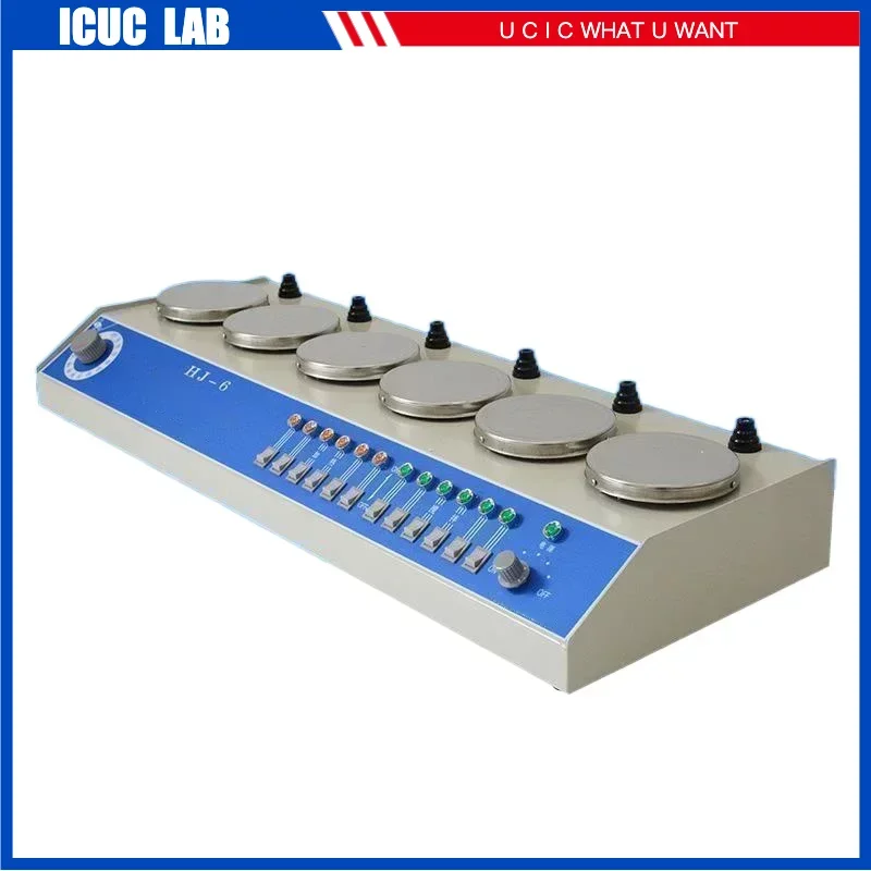 HJ-6 Constant Temperature Magnetic Stirrer Laboratory Automatic Control Adjustment with Hotplate 25Wx6