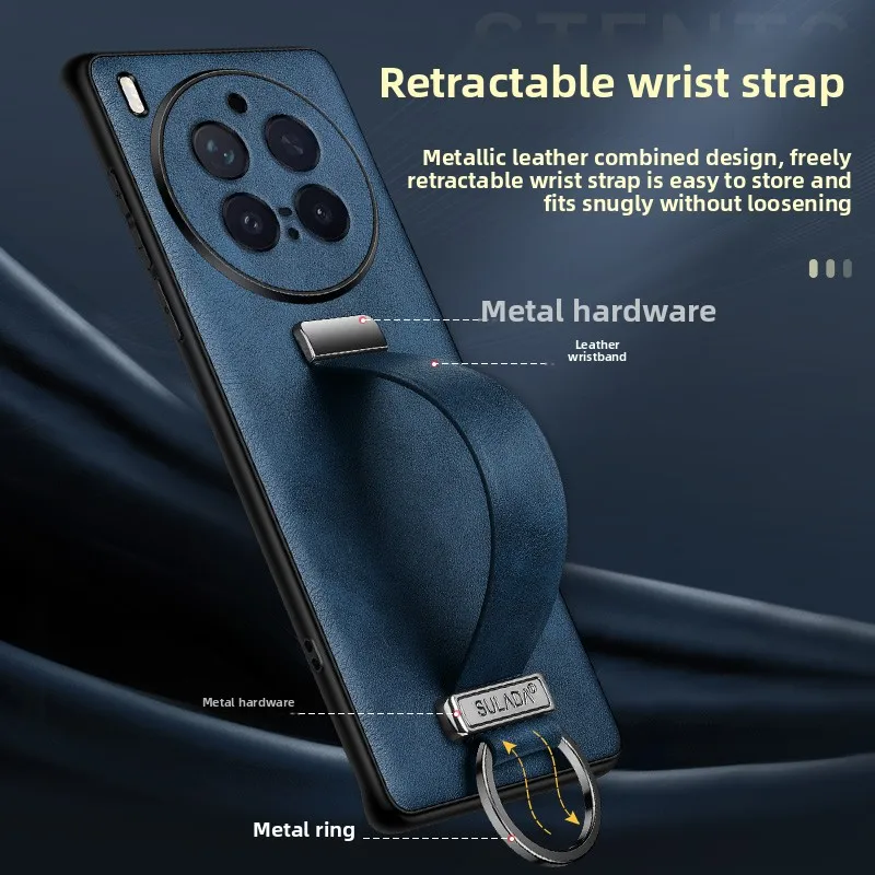 Premium Business Leather Wristband Stand Case - Advanced Anti-Fall & Shockproof Bumper Cover