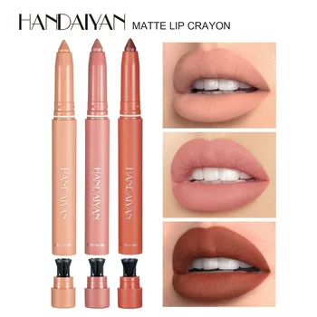 Nude Velvet Matte Lip Liner Waterproof Long-Lasting Non-Fading Women's Cosmetic Lip Liner Pencil with Built-In Pencil Sharpener