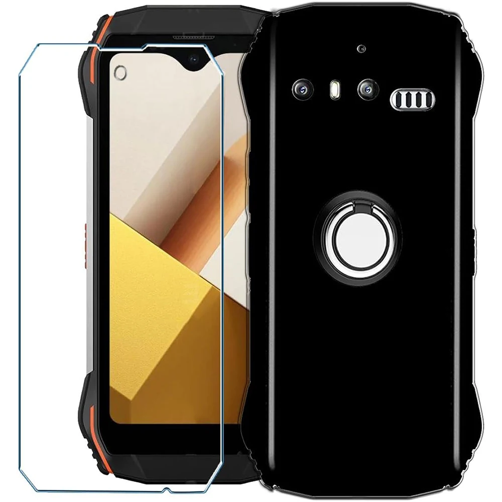 3-in-1 Ring Holder Case With Tempered Glass On For Blackview N6000  Screen Protector Glass For Blackview N6000 2.5D Glass 2