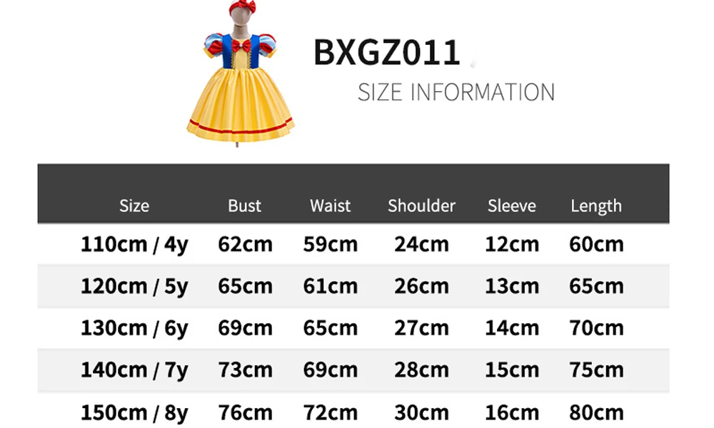 Schneewittchen Mädchen Partykleid Karneval Cosplay Halloween Kostüme Kind Schleife Spitze Geburtstag Prinzessin Ballkleider für Mädchen 4–8 Jahre – Detail 3