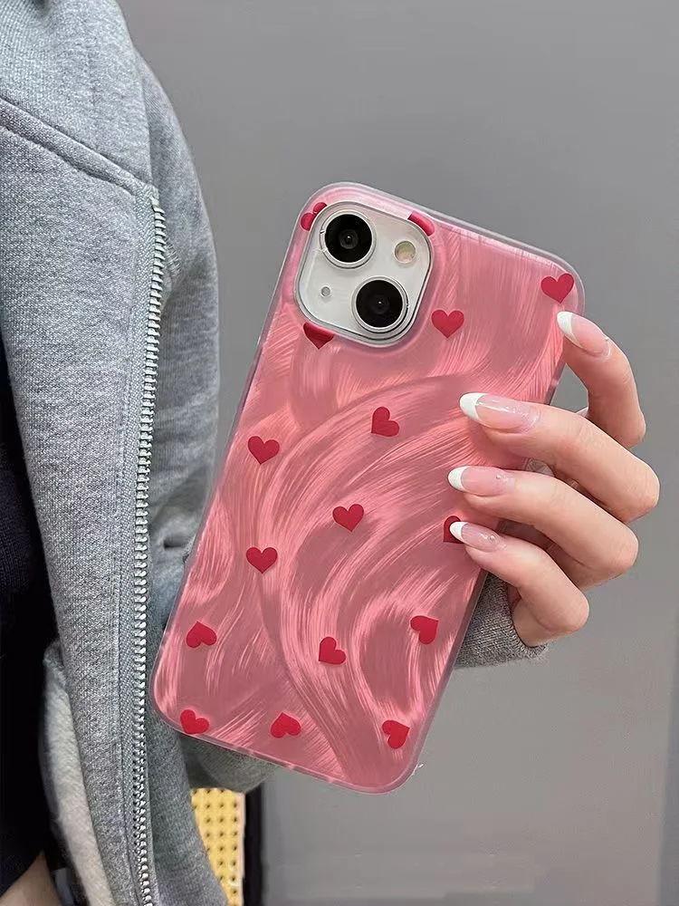 Stylish Red Heart Phone Case - Durable and Chic Design