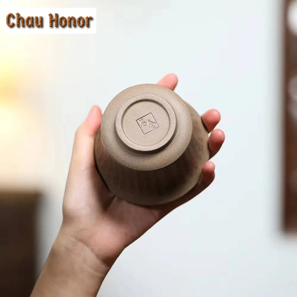 200ml Hand Painted Yixing Purple Clay Gaiwan Raw Ore Cinerous Section Mud Cup Saucer Tea Tureen Tea Maker Cover Bowl Ornaments