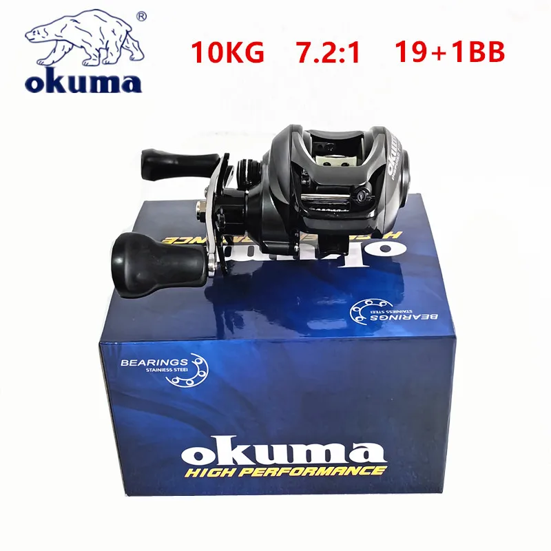 Рыболовная катушка OKUMA, Максимальное сопротивление 10 кг, 7,2: 1, цельнометаллическая проволочная катушка, рыболовная леска, магнитный тормоз, колесо для капель воды