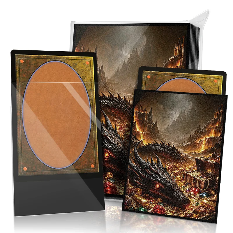Pattern Print Card Sleeves - Clear Front & Matte Back, Protective TCG Cover, 105 Pack, 66x91mm Standard Size