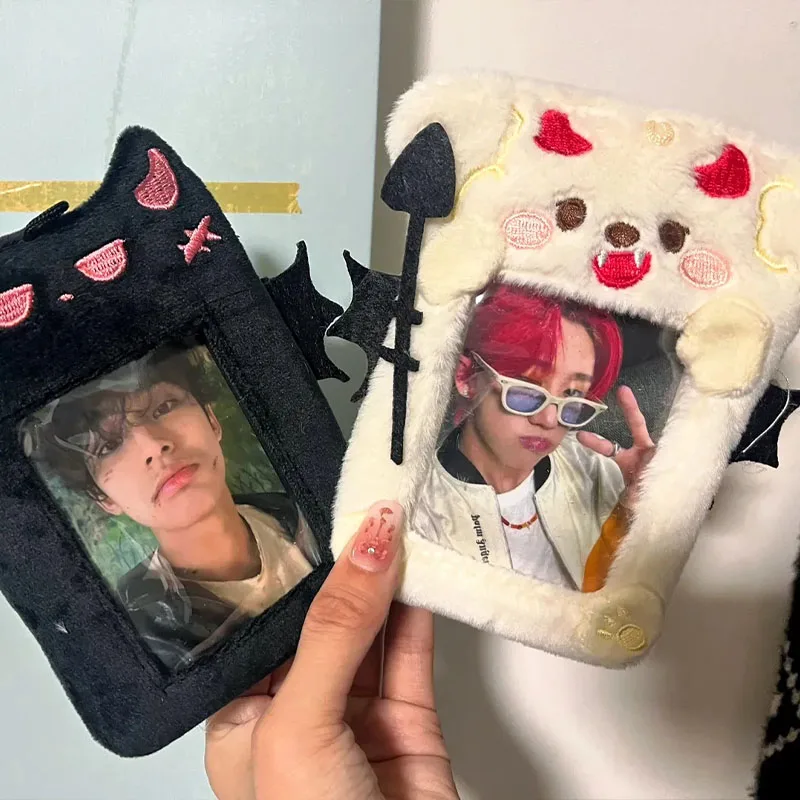 

Ins Little Demon Plush Card Holder Ai Dou Small Photo Display Pendant Id Card Bus Card Protective Cover Bear Card Bag Keychain