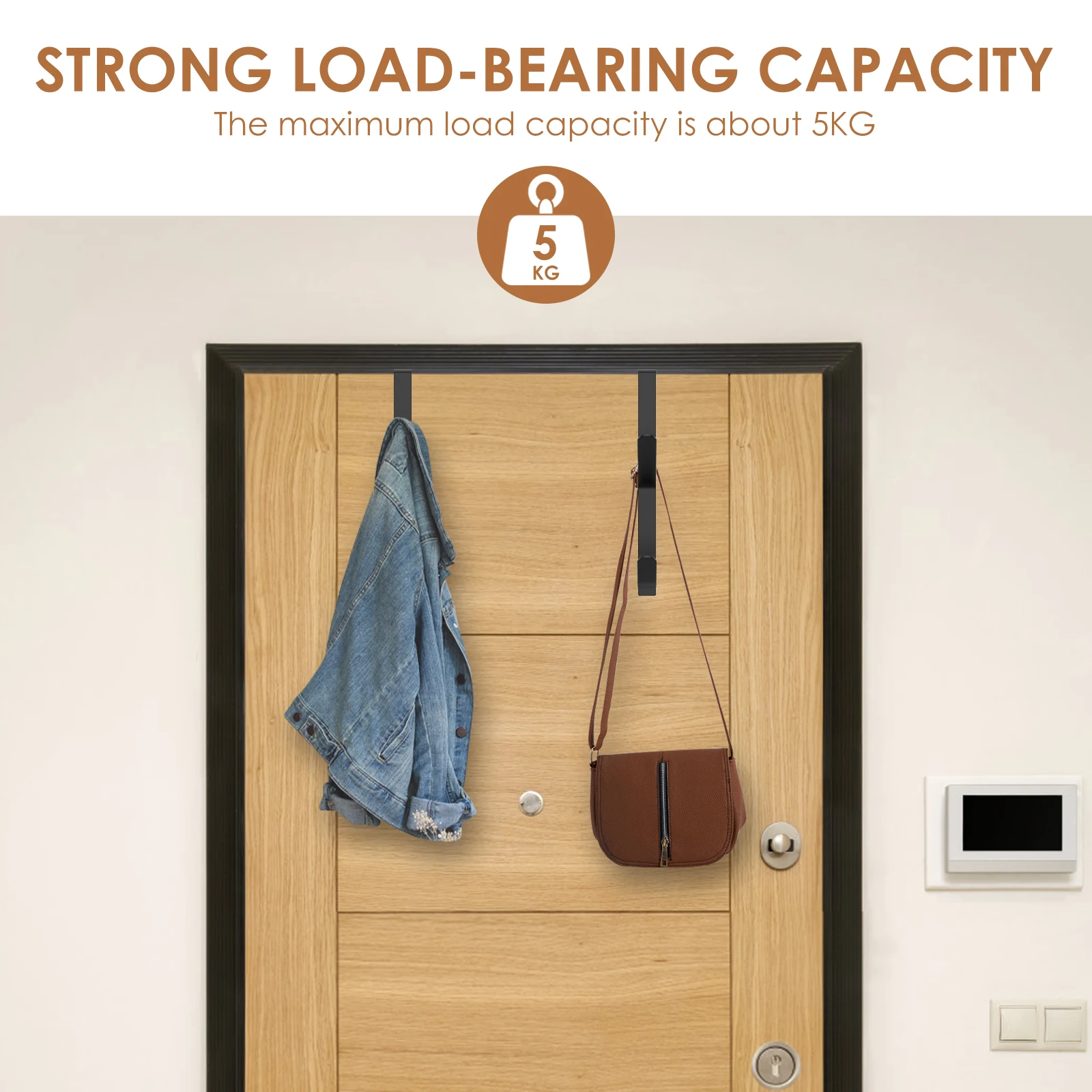 Metal Adjustable Over Door Hooks for Bathroom Kitchen Organization