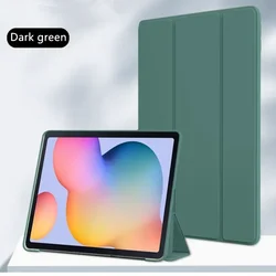 Premium Folding Silicone Soft Magnetic Leather Smart Cover for S6 Lite 10.4 2022 (Dark green)