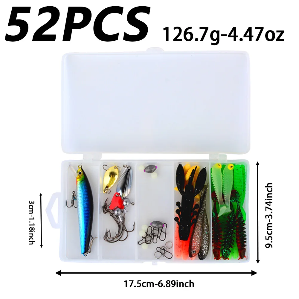 Angelköder-Set Weich/Hart VIB Crankbait Minnow Poppers Metall-Jig Spoon Tackle Box für Süß-/Tiefwasser Bass Pesca 52-97 Stück – Detail 9