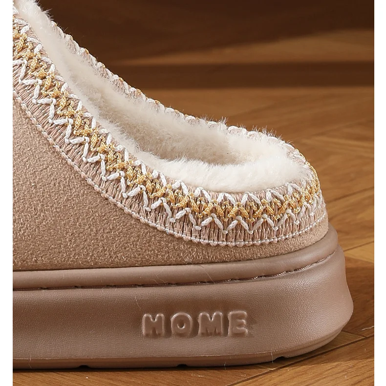 Autumn and Winter Lace Ethnic Style Fashion Soft Slippers Men and Women Couples Indoor Outdoor Warm Cotton