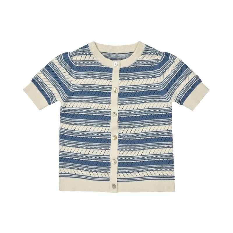 KIDS knit tees 2025new summer brand design boys gilrs cute short sleeve t shirts tops clopthiong 2