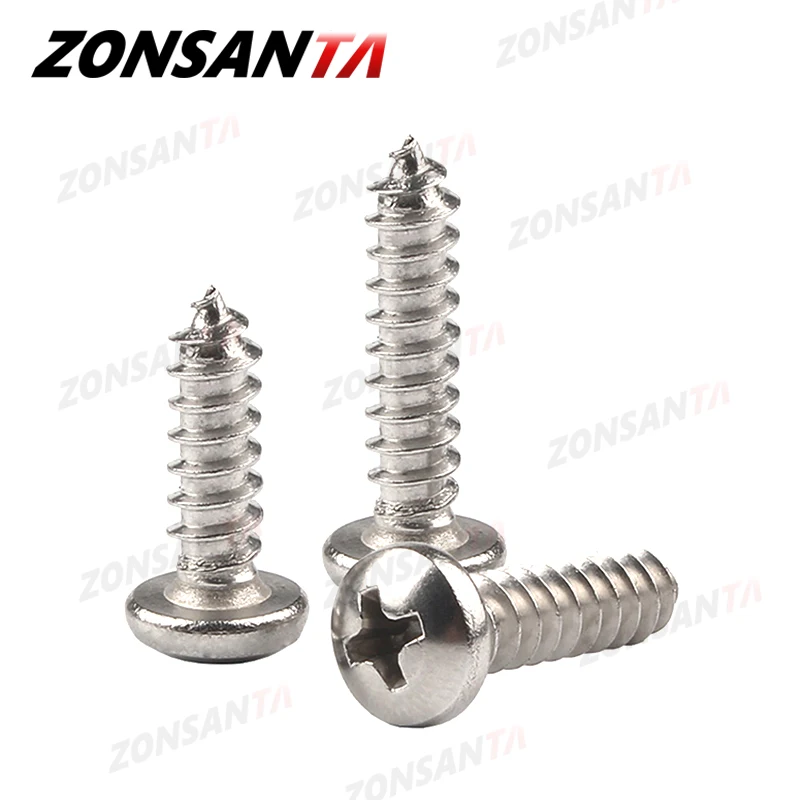 304 stainless steel Cross Phillips Pan Round Head Self tapping Screw M1.4 M1.7 M2 M2.2 M2.6 M3 M3.5 M4 M5 M6 Small