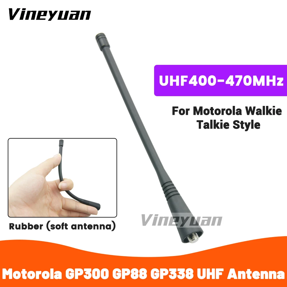 Walkie Talkie UHF Soft Antenna 400-470 MHz for Motorola GP328 GP300 GP88 GP338 CP140, CP150, CP160 HT10, HT50, HT600 Radios