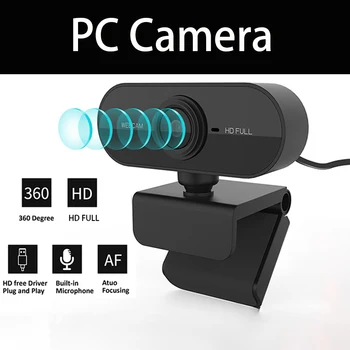 Webcam Fotocamera per computer 1080P HD USB con supporto per microfono Computer desktop Laptop Adatto per videoconferenze dal vivo