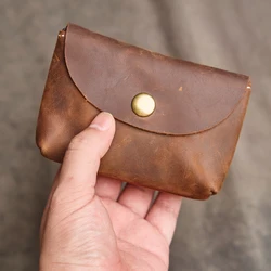 Premium Genuine Leather Double Zip Wallet - Unisex Design, Elegant Mini Clutch & Card Holder (Vintage Coffe)