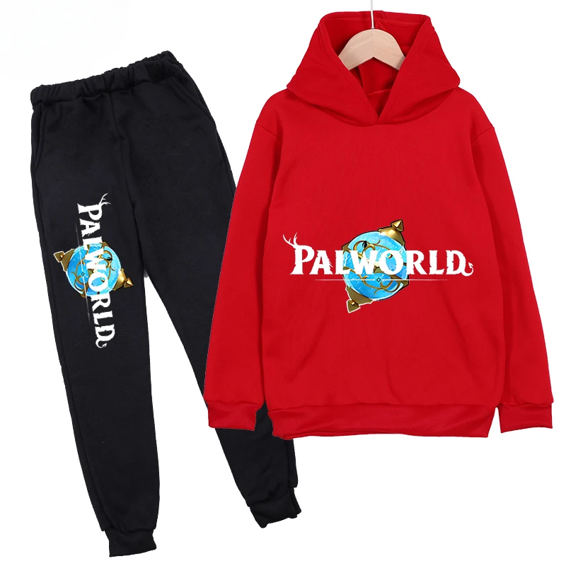 thumbnail image 1 of Conjunto de sudadera y pantalones con capucha de polar con estampado infantil de Palworld, conjunto deportivo de 2 piezas adecuado para conjuntos de niños y niñas, 1 of 5