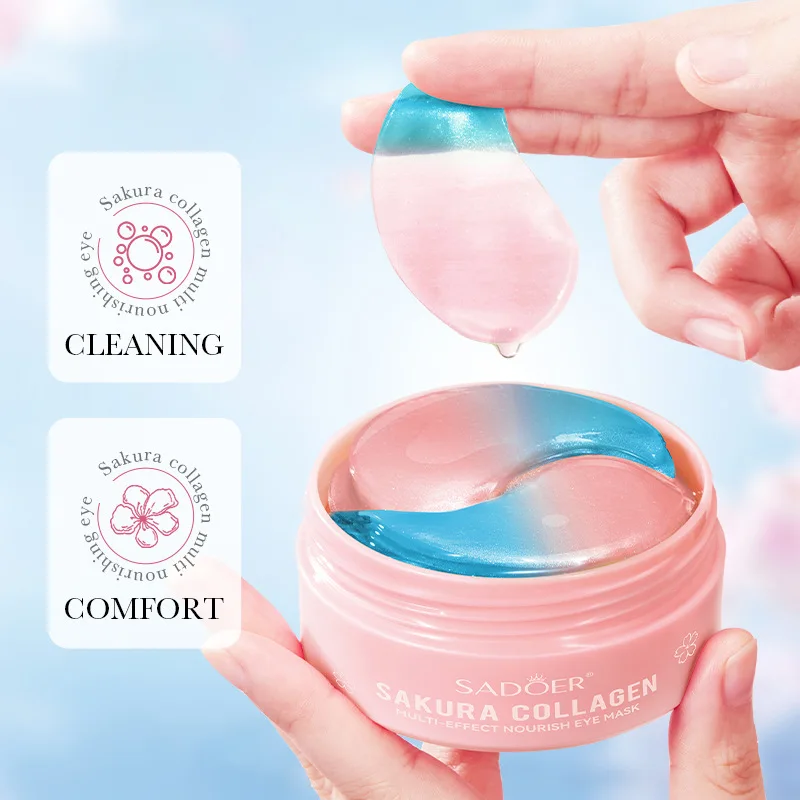 60pcs SADOER Sakura Collagen Eye Mask Anti Dark Circles Eyes Bags Removal Moisturizing Firming Eye Patches Skin Care for Eyes 5