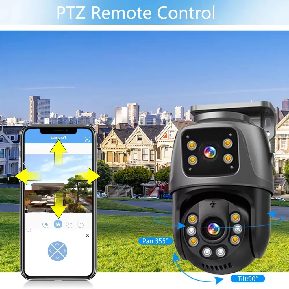 ICsee 8MP Dual Lens Dome PTZ Camera WIFI+POE IP Rj45 Network Security Monitoring 360° Tracking Home Outdoor Built-In Microphone 6