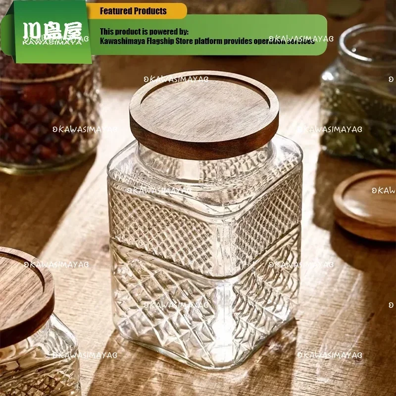KAWASIMAYA Glass Sealed Jar, Food Grade Snack Storage Jar White Candy Stale Peel Storage Jar Tea