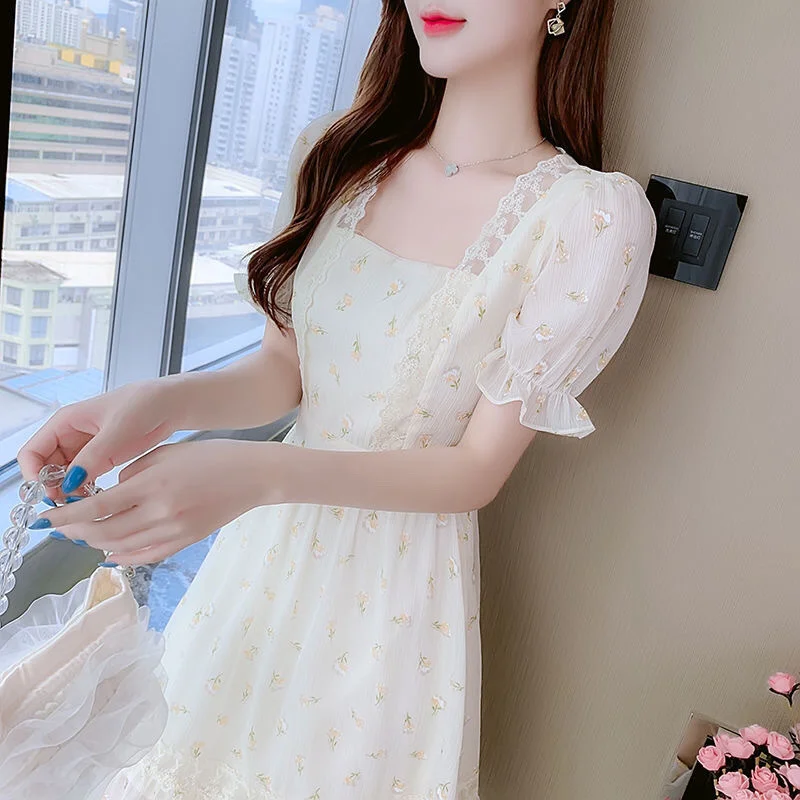 

Floral Chiffon Women's 2023 New Summer Small Thin Casual es Vestidos Para Mujer Women Dress