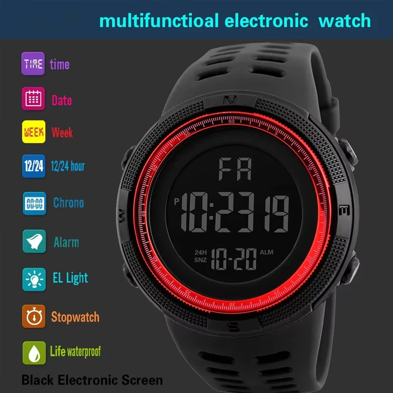 Electronic Watch For Mens Military Sports Watches Luminous Multifunction LED Digital Wristwatch for man kids Boy Student Teen 6