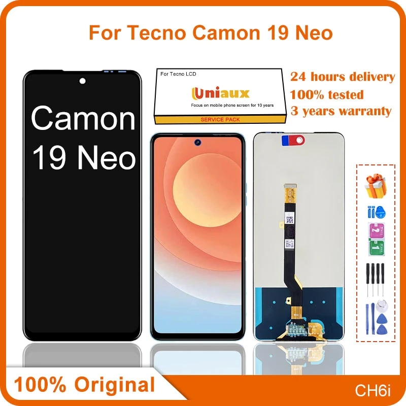 Conjunto do Digitador do Tela Táctil para Tecno Exposição do Lcd Peças de Substituição Camon 19 Neo Ch6i 6.8 Original