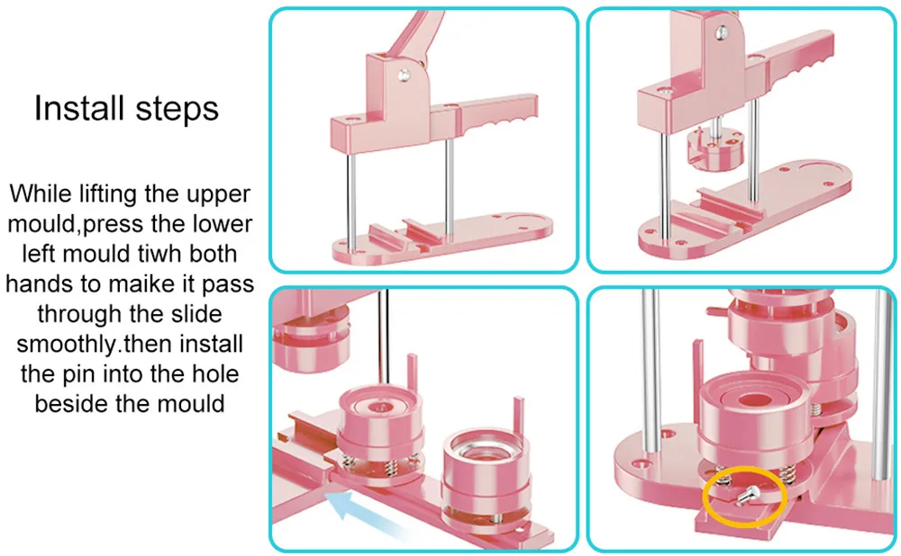 Description Picture 6 of item3 IN 1 Badges Button Maker Machine with 300Pcs Button Parts+3 Size Mold+3 Size Circle Cutter, DIY Pin Badges Making Machine Sets