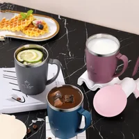 350ml Thermal Coffee Cup Double Wall Stainless Steel Heat Insulated Coffee Milk Mug with Handle and Lid Travel Drinking Tumbler 1