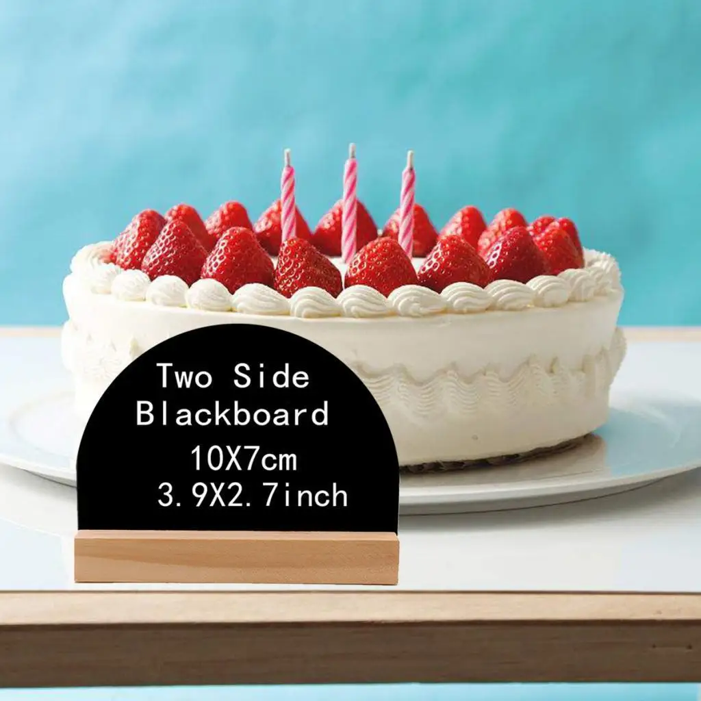 

2/3 4x Removable Mini Wood Double Sided Blackboard Half-round Message Board Base