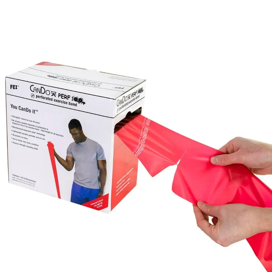 Perf 100 Low Powder Exercise Band, 100 yard with perforations, Red: Light