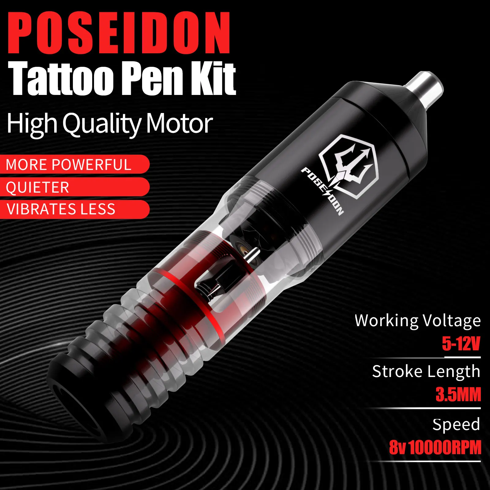 Tattoo Mchine Set Tattoo Pen Kit RCA Interface Wireless Power Interface Tatto Kit Artist POSEIDON