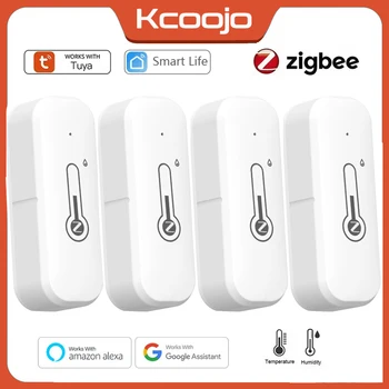 Tuya Zigbee3.0 Temperature and Humidity Sensor Thermometer Hygrometer APP Remote Alarm Works with Smart Life Alexa Google Alice 1