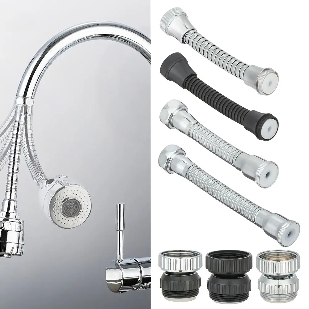 Stainless Steel Faucet Tube Kitchen Tap Extension Hose Water Saving Faucet Adapter Water Pipe Connection Accessories kitchen faucet adapter shower tube extension