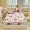 100%Pure Cotton Fitted Bed Sheet Sets with Pillowcase Flower Printing Bed Cover Single/Queen/King Size fundas de colchón Sheets 1
