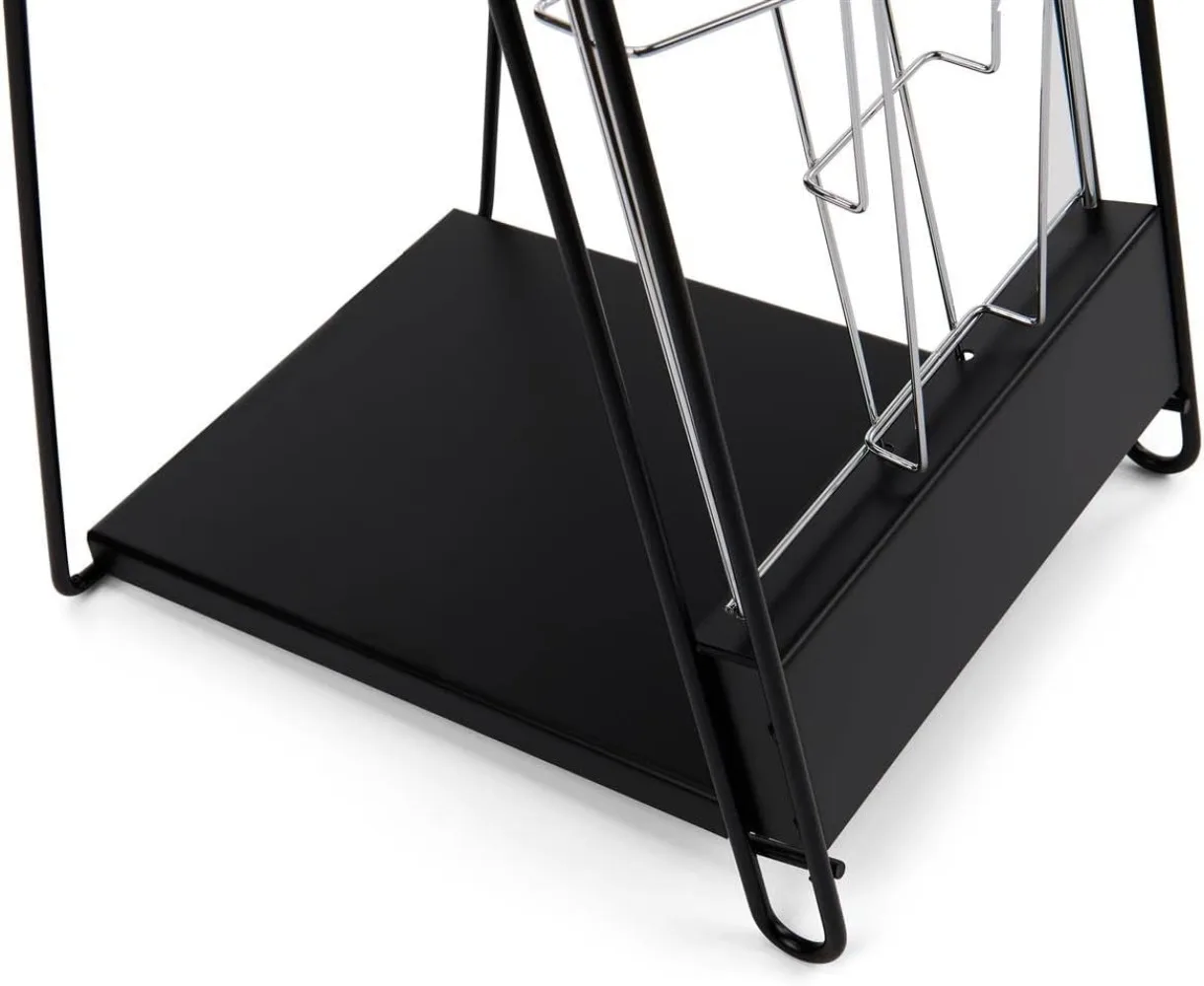 Portable Magazine Rack with 10 Pockets, Carry Bag Included,Floor-Standing Literature Display with Tiered Design,Steel 5